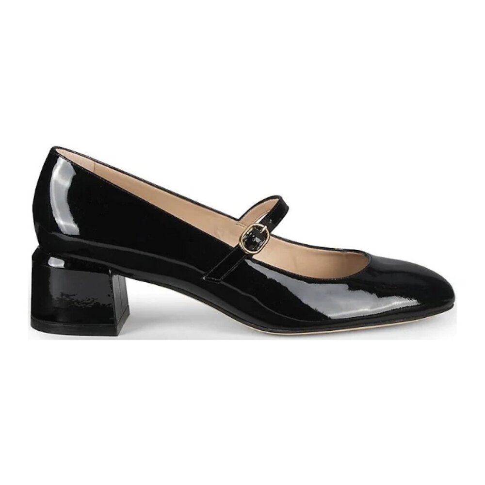 NEW! Stuart Weitzman Gabby 45 Patent Leather Mary Jane Block Heel Shoes 7.5